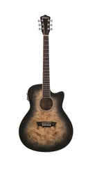 Washburn DFBACEB Deep Forest Burl Grand Auditorium Acoustic Electric Guitar. Black Fade
