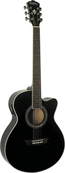 Washburn EA12 Festival Series Mini Jumbo Cutaway Acoustic Electric Guitar. Black
