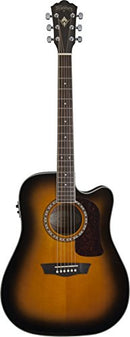 Washburn D10SCE Heritage 10 Series Dreadnought Cutaway Acoustic Electric Guitar. Tobacco Burst