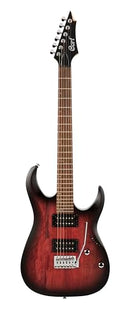 Cort X100OPBB X Series 100 Double Cutaway Electric Guitar. Open Pore Black Cherry Burst
