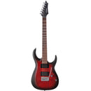 Cort X100OPBB X Series 100 Double Cutaway Electric Guitar. Open Pore Black Cherry Burst