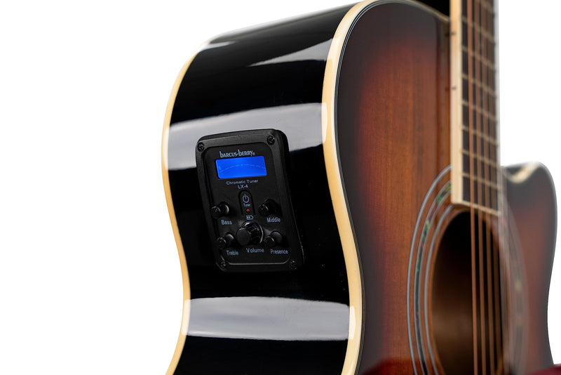 Washburn EA55G-A Festival Series Cutaway Mini Jumbo Acoustic/Electric Guitar. Koa Burst