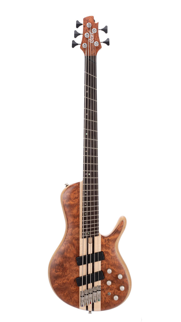 Cort A5BEYONDOPBN Artisan Series A5 Beyond 5 String Bass Guitar. Open Pore Bubinga Natural