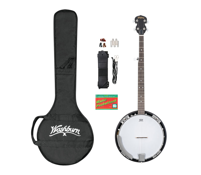 Washburn B8K-A B8 Pack Americana Series (5 String) Banjo Pack, Natural