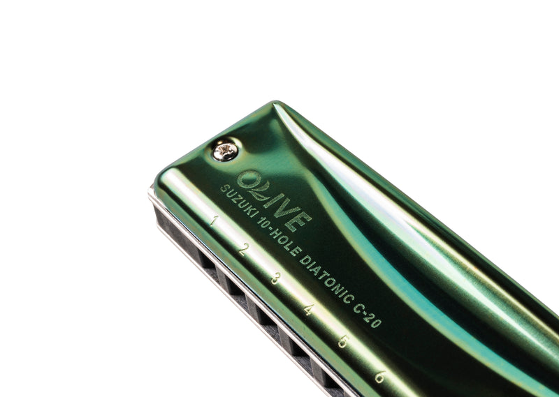 Suzuki C-20-G Olive Harmonica. Key of G