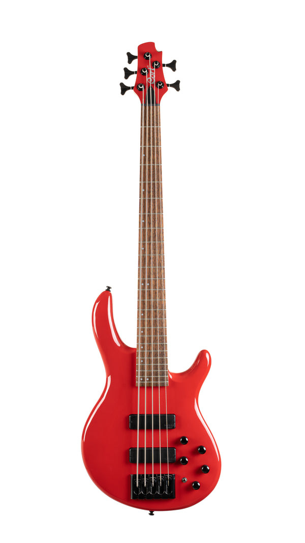 Cort C5DELUXECRD Artisan Series C5 Deluxe Bass Guitar (5 String). Candy Red