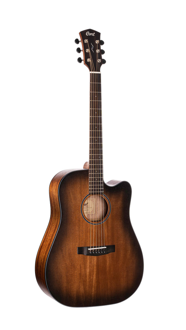 Cort COREDCOPBB Core-DC Series Dreadnought Cutaway Acoustic Electric Guitar. Open Pore Black Burst