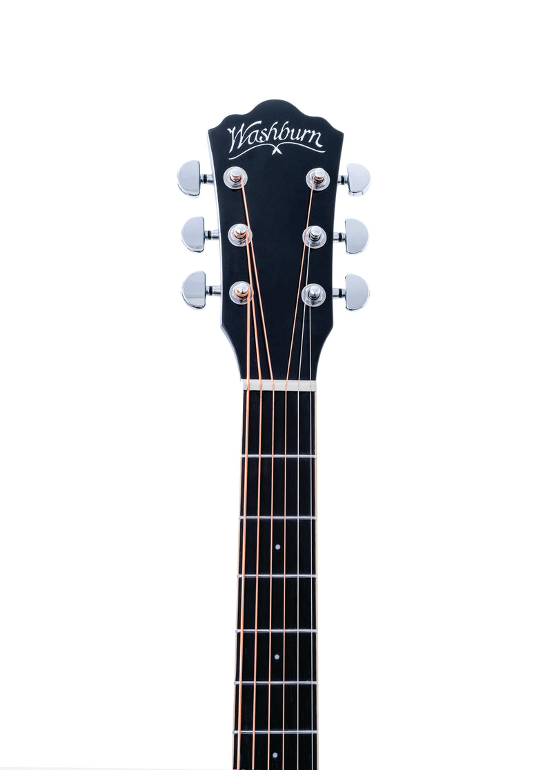 Washburn DFBACEB Deep Forest Burl Grand Auditorium Acoustic Electric Guitar. Black Fade