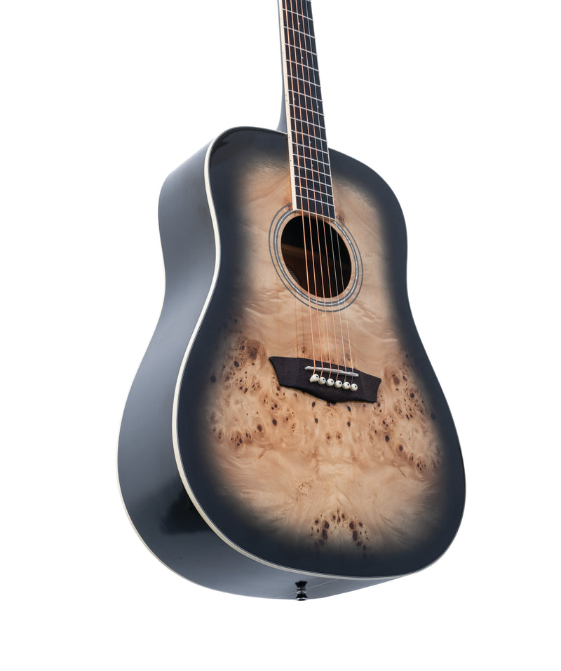 Washburn DFBDB Deep Forest Burl Dreadnought Acoustic Guitar, Black Fade