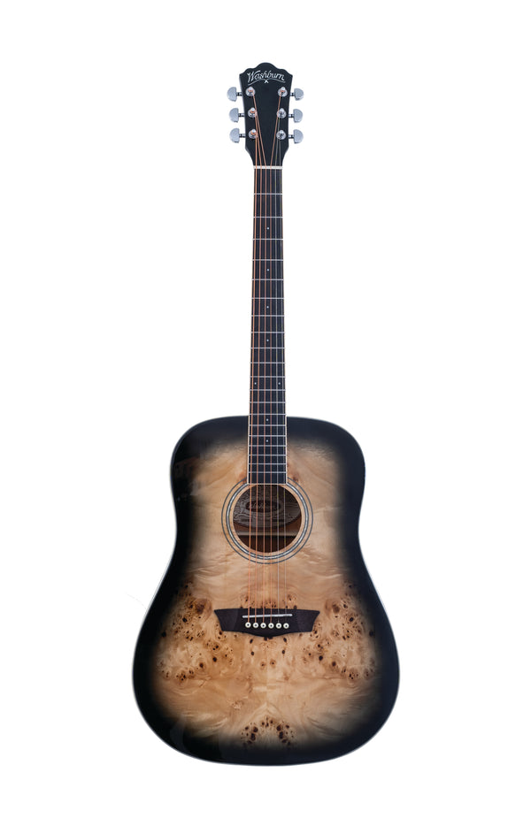 Washburn DFBDB Deep Forest Burl Dreadnought Acoustic Guitar, Black Fade