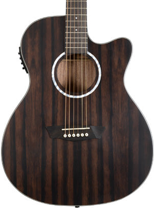 Washburn DFEACE-U Deep Forest Grand Auditorium Cutaway Acoustic Electric Guitar. Striped Ebony