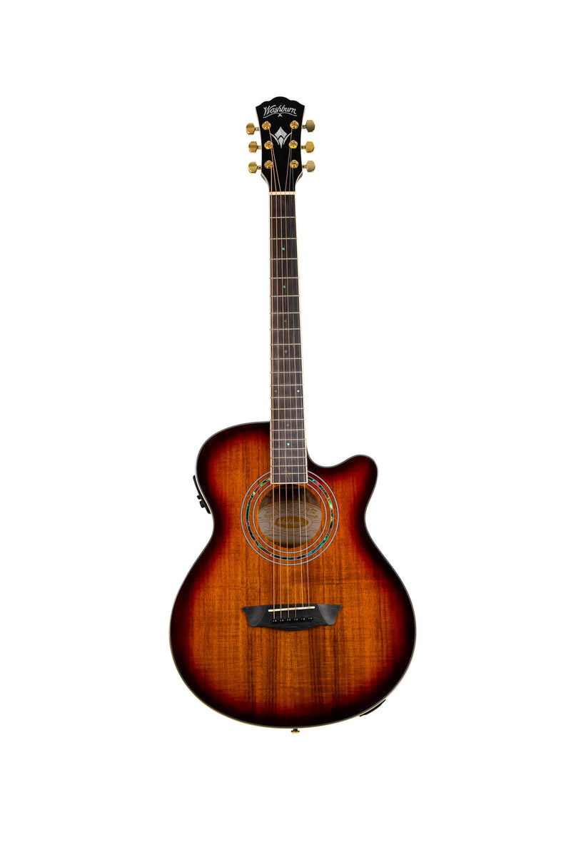 Washburn EA55G-A Festival Series Cutaway Mini Jumbo Acoustic/Electric Guitar. Koa Burst