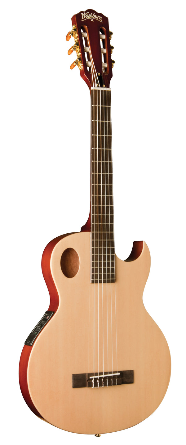 Washburn EACT42S Festival Series Nylon String Cutaway Classical Acoustic Electric Guitar. Natural