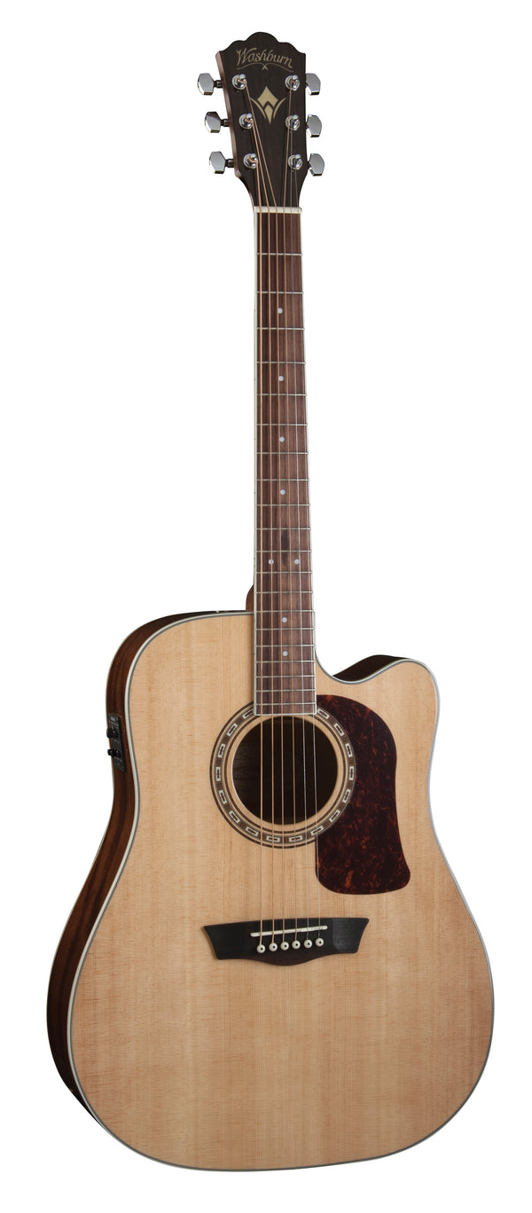 Washburn D10SCE Heritage 10 Series Dreadnought Cutaway Acoustic Electric Guitar. Natural