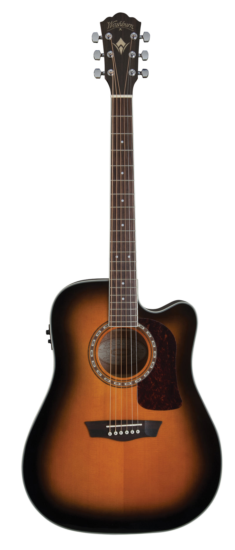 Washburn D10SCE Heritage 10 Series Dreadnought Cutaway Acoustic Electric Guitar. Tobacco Burst