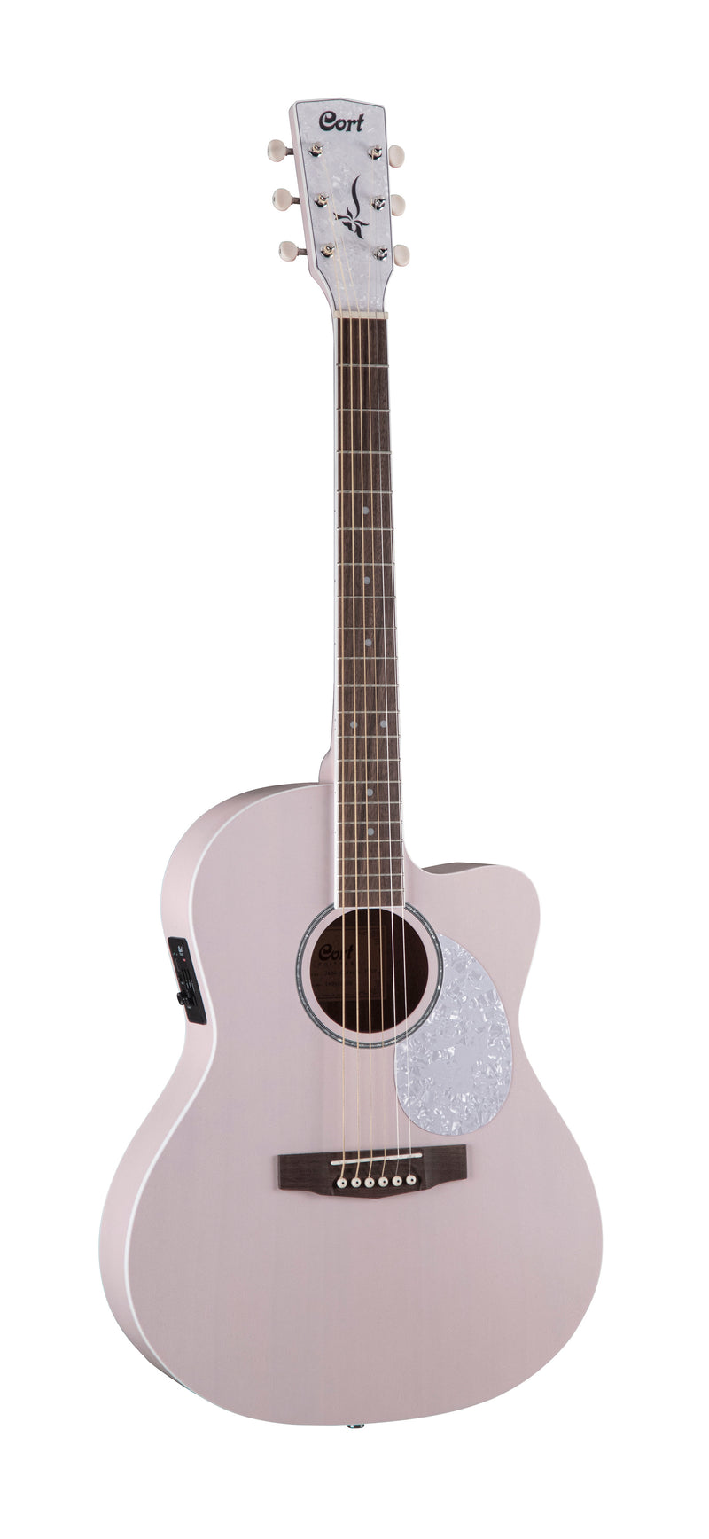 Cort JADECLASSICPPOP Jade Series Acoustic Electric Cutaway Guitar. Pastel Pink Open Pore