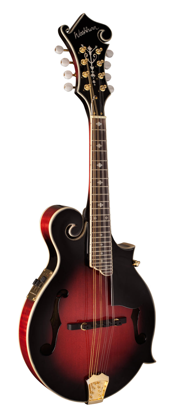 Washburn M3SWE Americana Series F-Style Mandolin with Electronics. Trans Wine Red