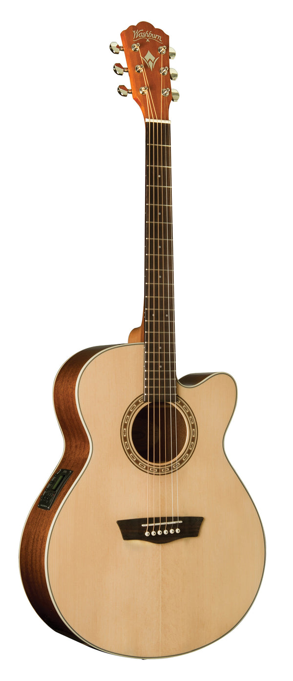 Washburn G7SCE Harvest Grand Auditorium Cutaway Acoustic Guitar. Natural Gloss